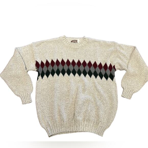 Vintage CJ Cotton Heathered Gray Crewneck Sweater Mens Large Made in the USA - Picture 1 of 6